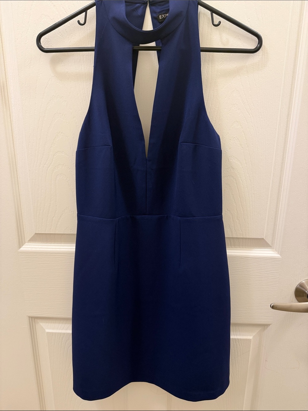 Express Deep Navy Halter Mini Dress
